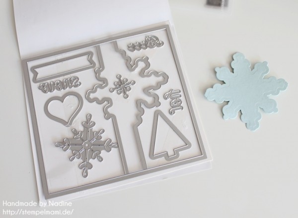 Anleitung Tutorial Schneeflocke aus der Thinlits Form Schneekristall-Karte Stampin Up Weihnachten Karte Card 023