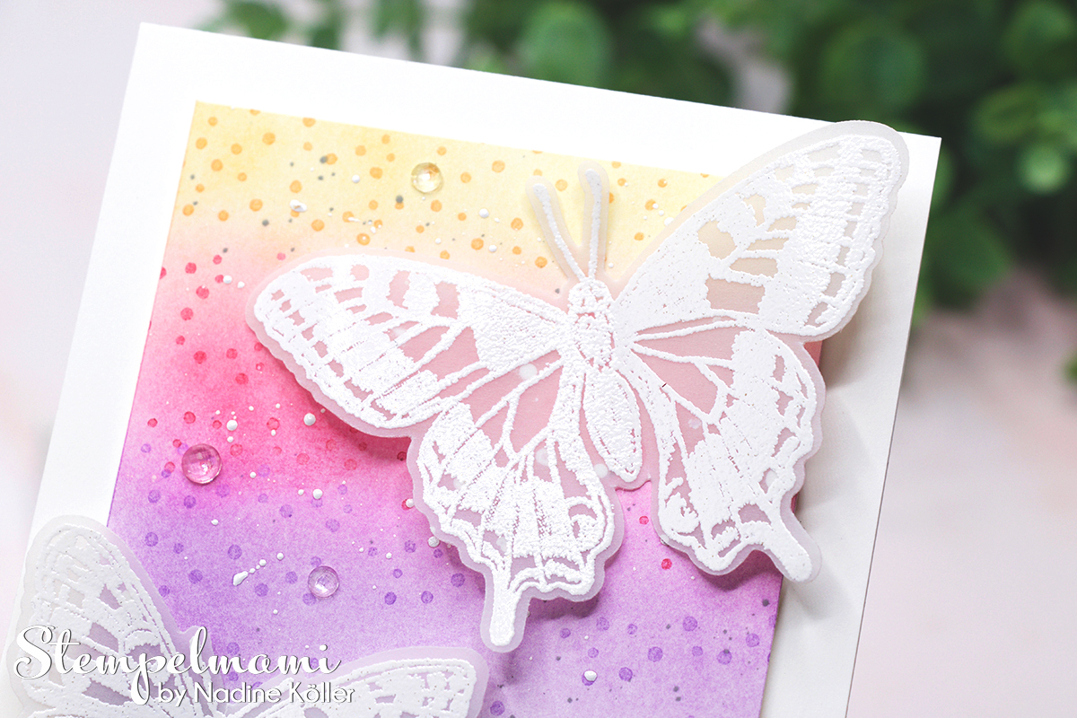 Stampin Up Geburtstagskarte in Regenbogenfarben Fluegel voller Fantasie Stempelmami 1