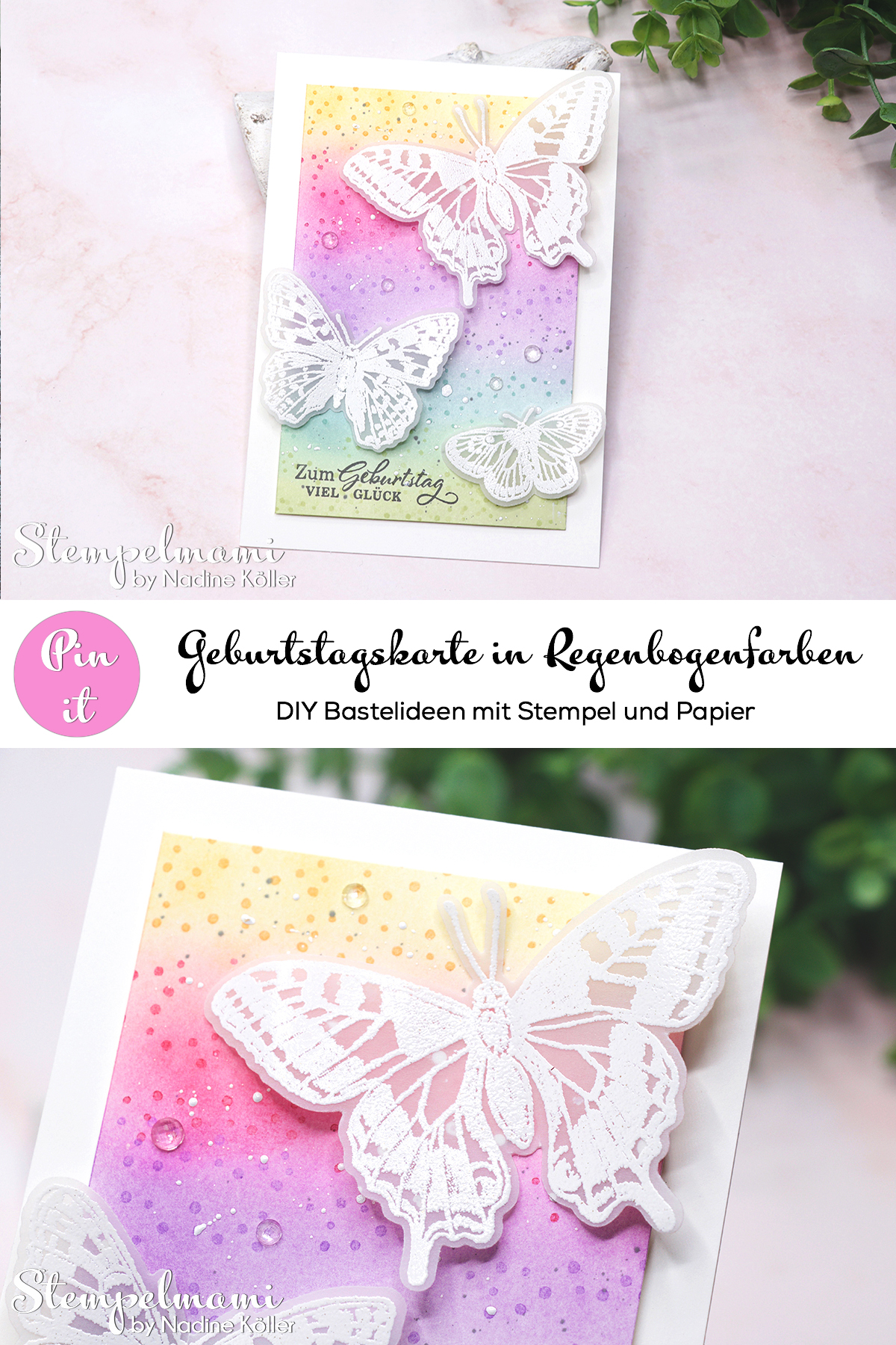 Stampin Up Geburtstagskarte in Regenbogenfarben Fluegel voller Fantasie Stempelmami Pinterest 3