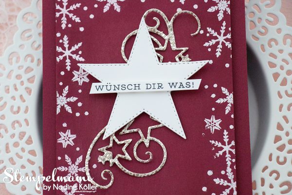 Stampin Up Weihnachtskarte mit Embossingtechnik basteln Bestickte Sterne Schneeflockenwuensche Stempelmami Youtube 6