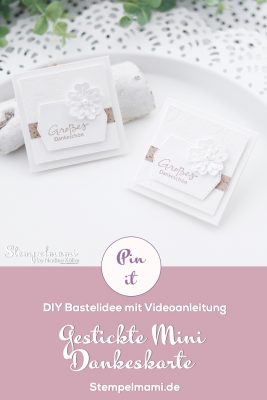Stampin Up Video Anleitung Gestickte Mini Dankeskarte basteln Grusskarte Stempelmami 8