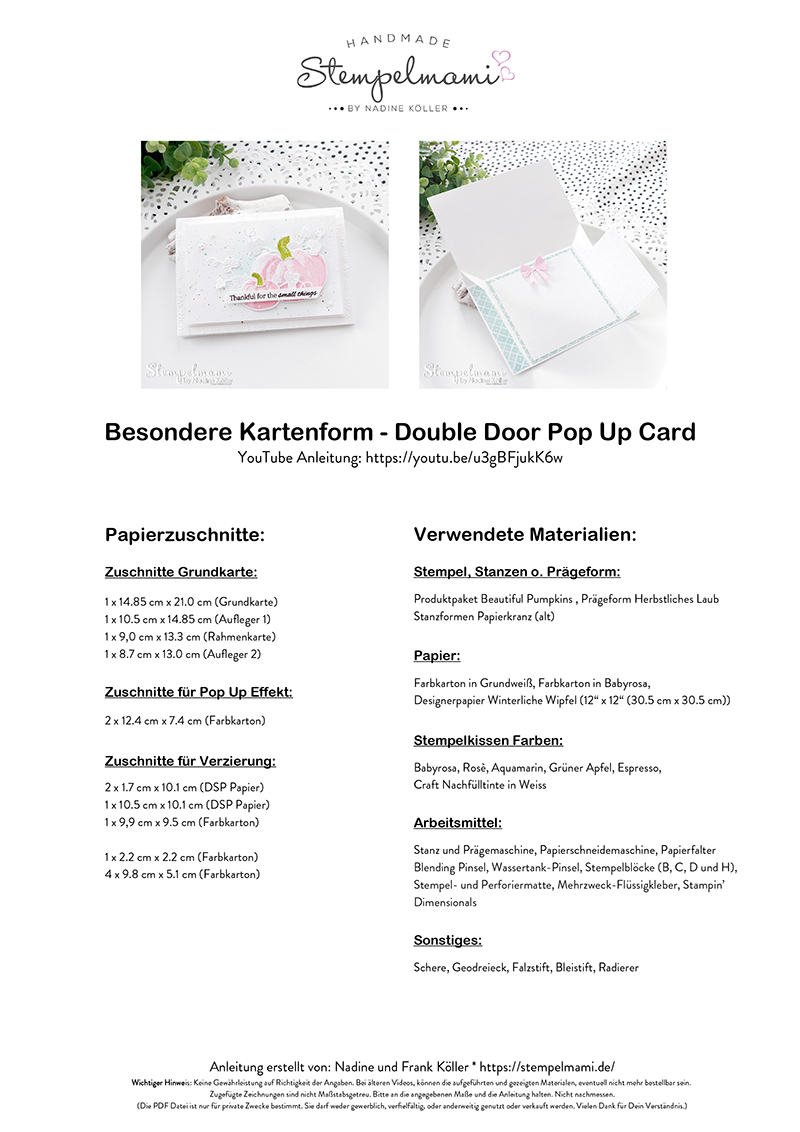 Stampin Up Video Anleitung Double Door Pop Up Card Besondere Kartenform mit Wow Effekt Beautiful Pumpkins Stempelmami Youtube 8
